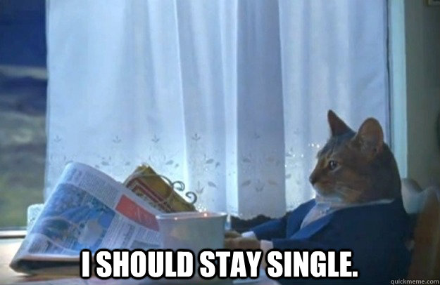  I should stay single.  Sophisticated Cat