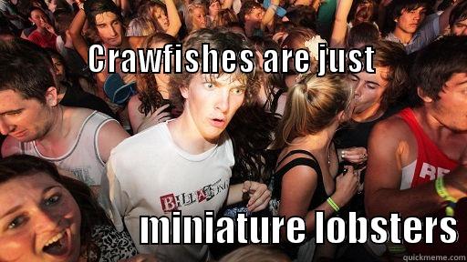                                                          CRAWFISHES ARE JUST                     MINIATURE LOBSTERS Sudden Clarity Clarence