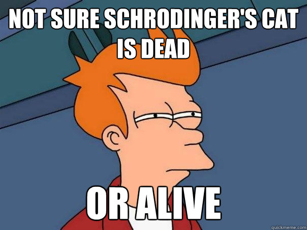Not sure Schrodinger's cat is dead or alive - Not sure Schrodinger's cat is dead or alive  Futurama Fry