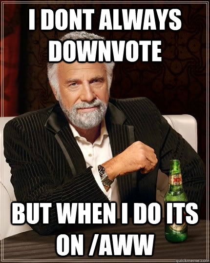 i dont always downvote but when i do its on /aww  The Most Interesting Man In The World