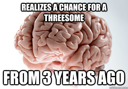 realizes a chance for a threesome from 3 years ago  Scumbag Brain