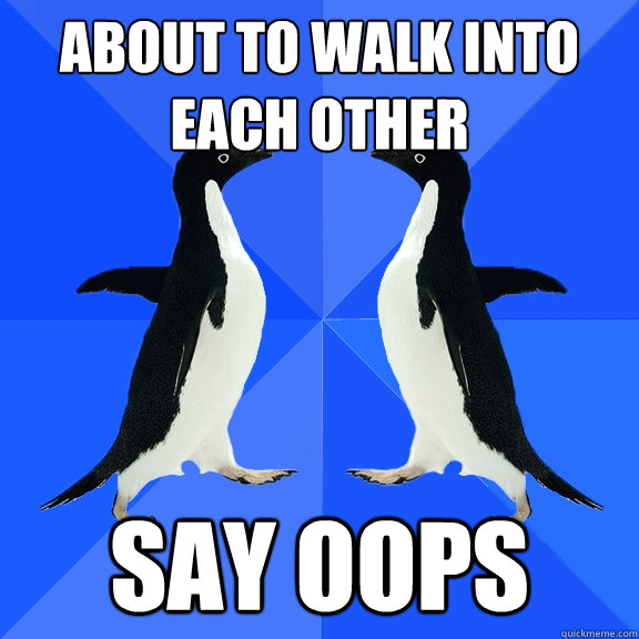 about to walk into each other Say OOPS  Dancing penguins