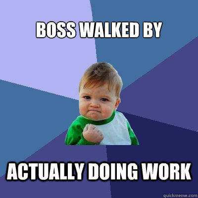 Boss Walked by Actually doing work  Success Kid
