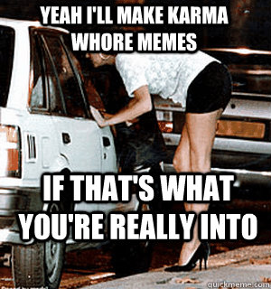 Yeah I'll make Karma Whore memes If that's what you're really into  Karma Whore