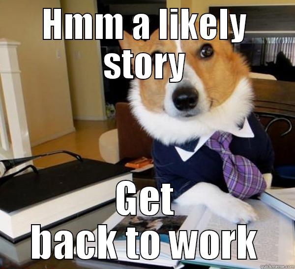Dog ate your UCAS Personal Statement?  - HMM A LIKELY STORY GET BACK TO WORK Lawyer Dog