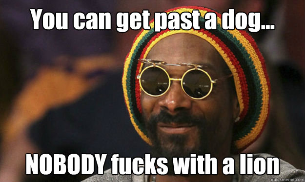 You can get past a dog... NOBODY fucks with a lion - You can get past a dog... NOBODY fucks with a lion  Snoop Lion