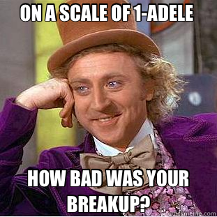 ON A SCALE OF 1-ADELE  HOW BAD WAS YOUR BREAKUP?  Creepy Wonka
