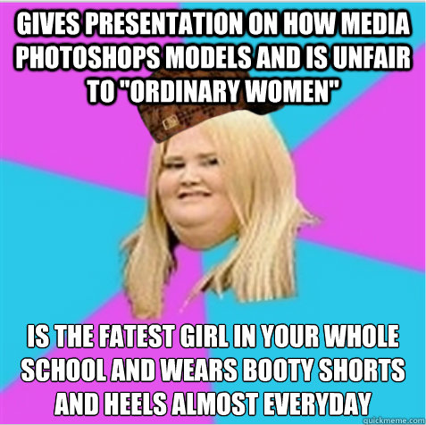 gives presentation on how media photoshops models and is unfair to 