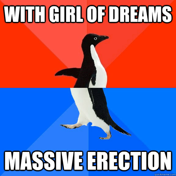 With girl of dreams Massive erection  Socially Awesome Awkward Penguin