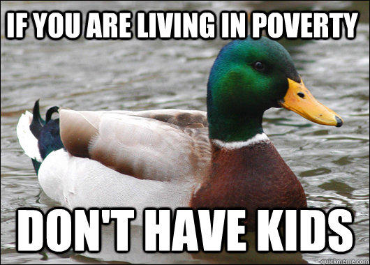 If you are living in poverty don't have kids - If you are living in poverty don't have kids  Actual Advice Mallard