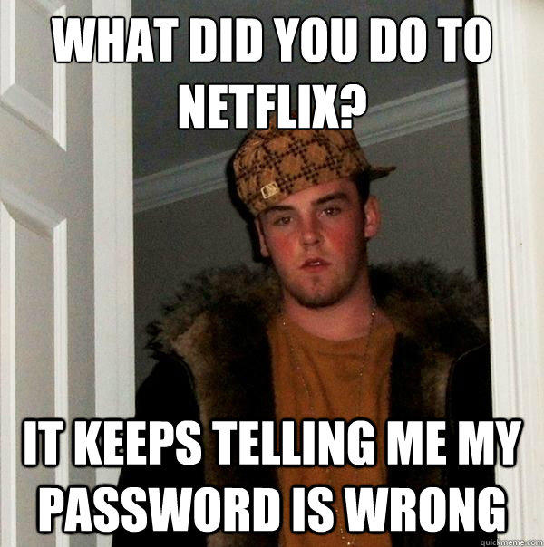 What did you do to netflix? It keeps telling me my password is wrong - What did you do to netflix? It keeps telling me my password is wrong  Scumbag Steve