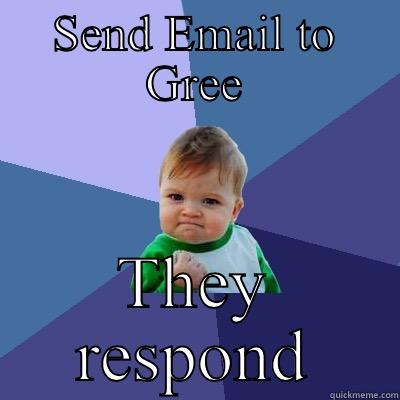 SEND EMAIL TO GREE THEY RESPOND Success Kid