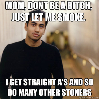 mom, dont be a bitch, just let me smoke. I get straight A's and so do many other stoners  