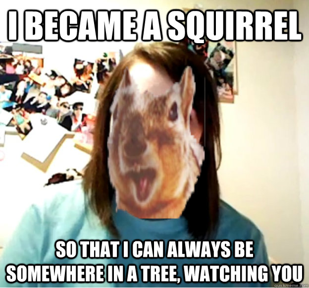 i became a squirrel so that i can always be somewhere in a tree, watching you - i became a squirrel so that i can always be somewhere in a tree, watching you  Misc