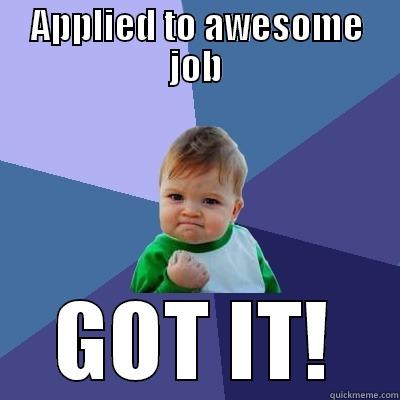 APPLIED TO AWESOME JOB GOT IT! Success Kid