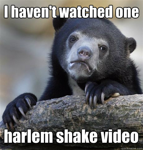I haven't watched one harlem shake video  Confession Bear