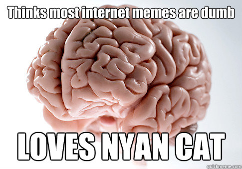 Thinks most internet memes are dumb LOVES NYAN CAT   Scumbag Brain