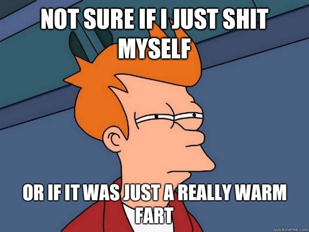 Not sure if I just shit myself Or if it was just a really warm fart - Not sure if I just shit myself Or if it was just a really warm fart  Futurama Fry