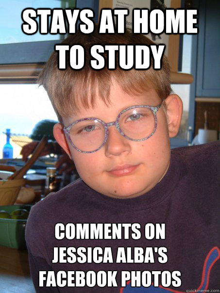 stays at home to study comments on 
Jessica Alba's 
Facebook Photos  