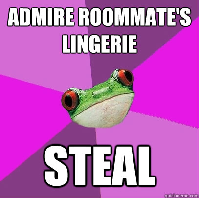 admire roommate's lingerie steal  Foul Bachelorette Frog