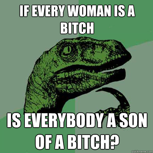 if every woman is a bitch is everybody a son of a bitch?  Philosoraptor