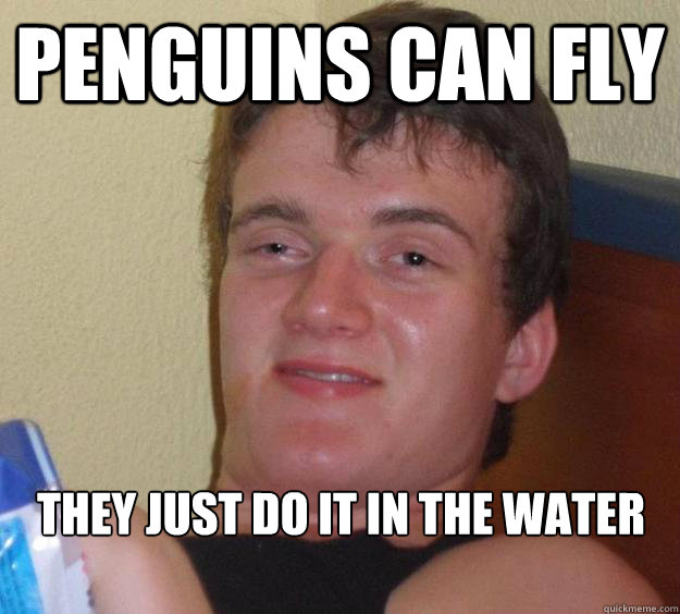 Penguins can fly They just do it in the water - Penguins can fly They just do it in the water  10 Guy