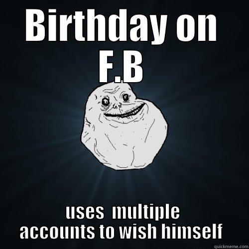 Forever alone on b-day - BIRTHDAY ON F.B USES  MULTIPLE ACCOUNTS TO WISH HIMSELF  Forever Alone