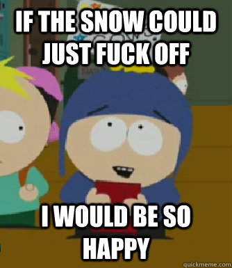 If the snow could just fuck off I would be so happy - If the snow could just fuck off I would be so happy  Craig - I would be so happy