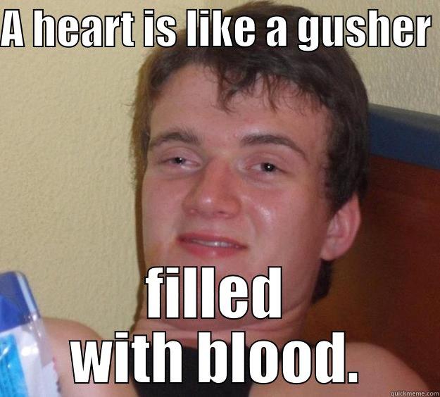 A HEART IS LIKE A GUSHER  FILLED WITH BLOOD. 10 Guy