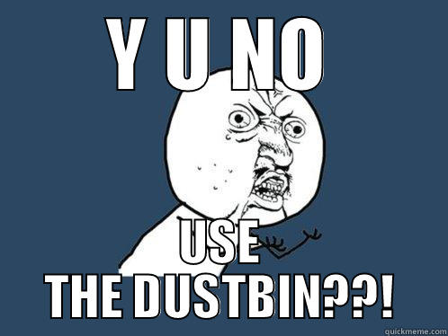 Y U NO USE THE DUSTBIN??! Y U No