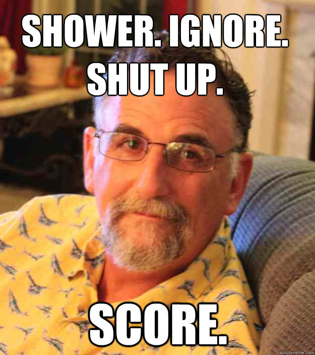 shower. Ignore. Shut Up. score. - shower. Ignore. Shut Up. score.  Cranky Mens Rights Activist