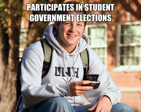 participates in student government elections   College Freshman