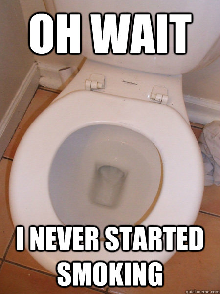 oh wait I never started smoking - oh wait I never started smoking  Toilet of cigarettes