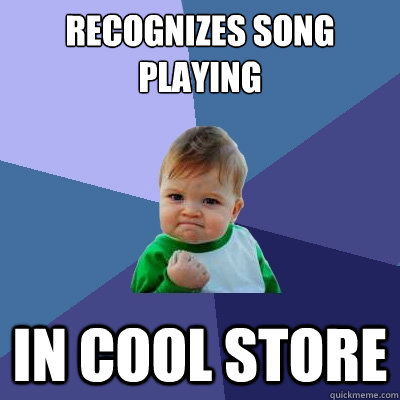 recognizes song playing in cool store  Success Kid