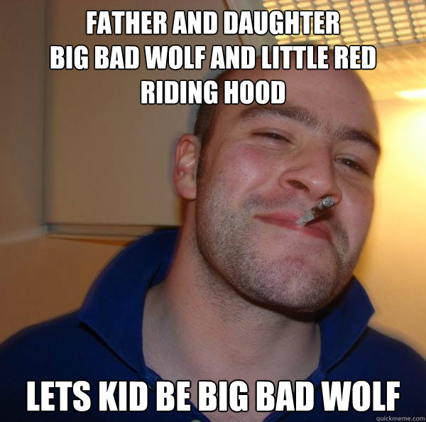 father and daughter
Big bad wolf and little red riding hood lets kid be big bad wolf - father and daughter
Big bad wolf and little red riding hood lets kid be big bad wolf  Misc