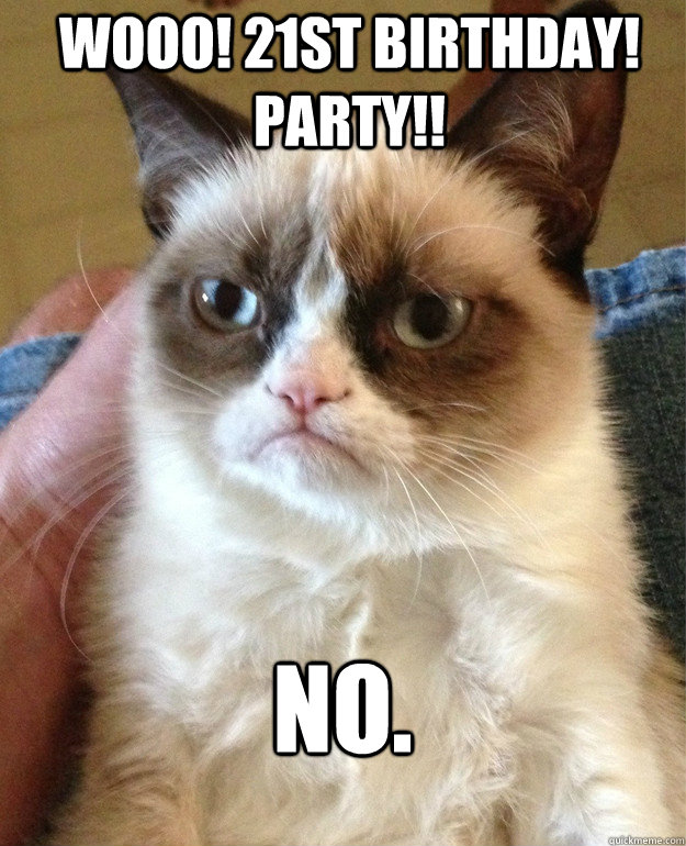 Wooo! 21st Birthday! Party!! No.  Grumpy Cat