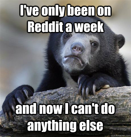 I've only been on Reddit a week and now I can't do anything else  Confession Bear