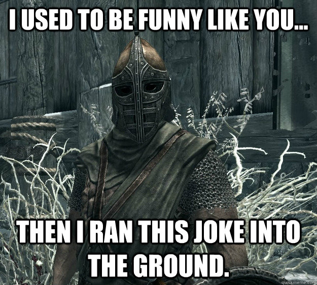 i used to be funny like you... then i ran this joke into the ground. - i used to be funny like you... then i ran this joke into the ground.  Skyrim Guard