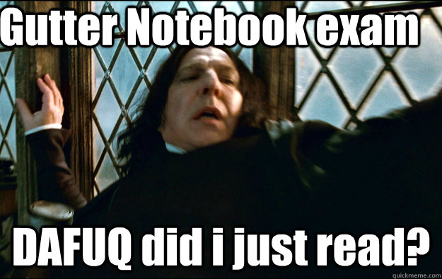 Gutter Notebook exam DAFUQ did i just read?  Snape Dafuq