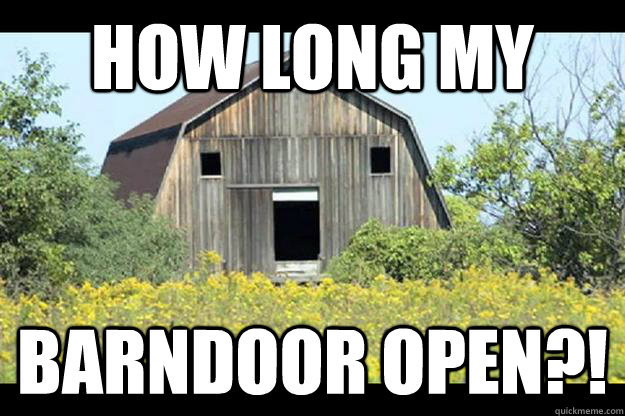 how long My  barndoor open?!  