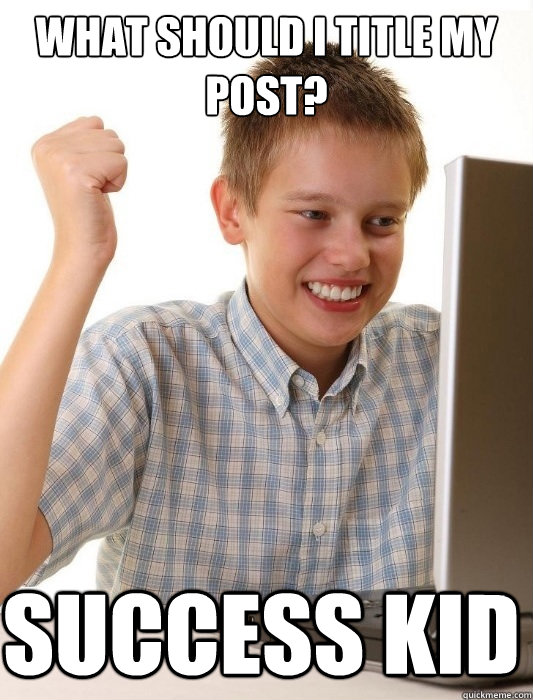 What should I title my post? Success Kid  First Day on the Internet Kid