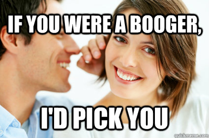 If you were a booger, I'd pick you  Bad Pick-up line Paul