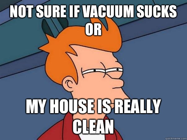 Not sure if vacuum sucks or My house is really clean  Futurama Fry