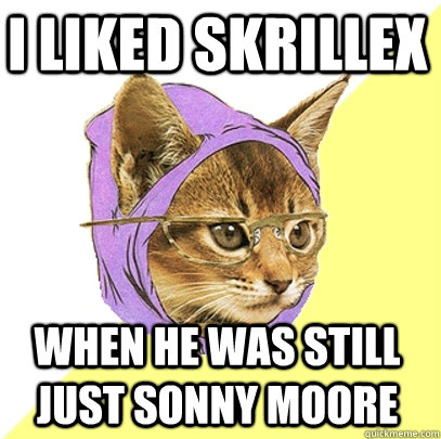 i liked skrillex when he was still just sonny moore  Hipster Kitty