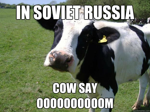 In soviet Russia Cow say
oooooooooom  