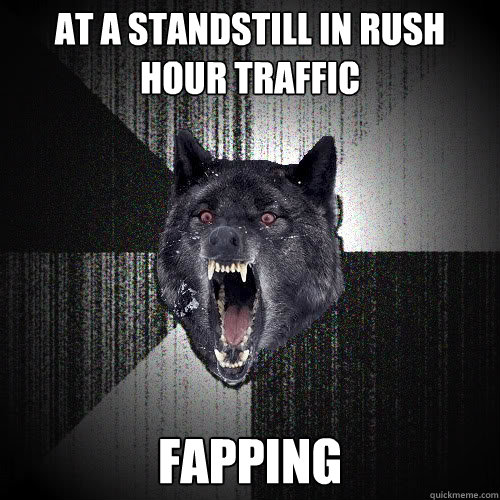 at a standstill in rush hour traffic fapping  insanitywolf