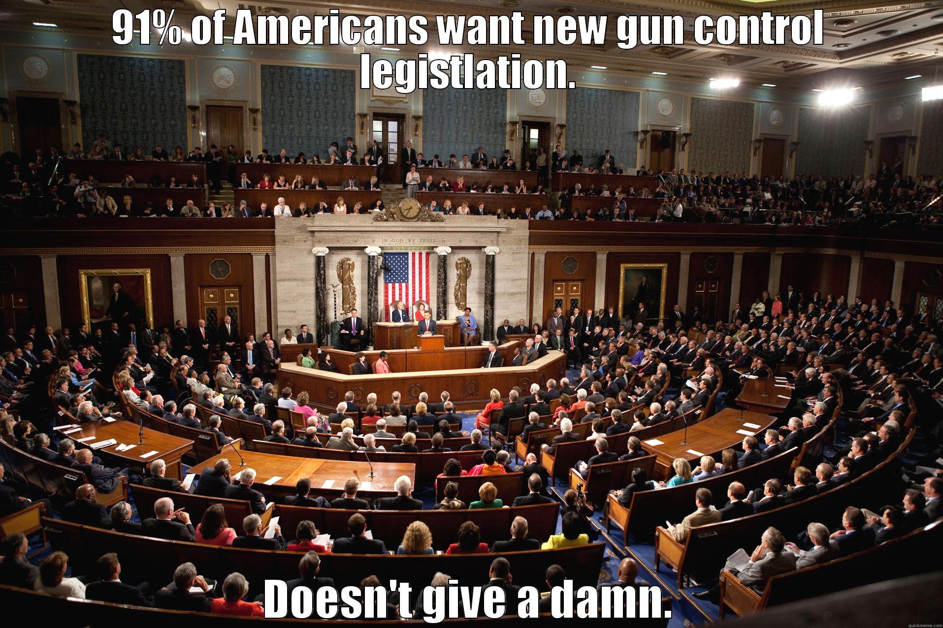 91% OF AMERICANS WANT NEW GUN CONTROL LEGISTLATION. DOESN'T GIVE A DAMN. Misc