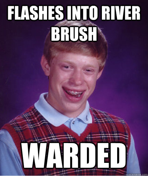 Flashes into river brush warded  Bad Luck Brian
