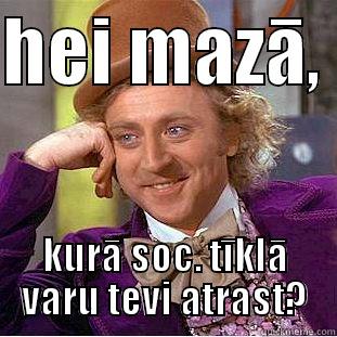 HEI MAZĀ,  KURĀ SOC. TĪKLĀ VARU TEVI ATRAST? Condescending Wonka