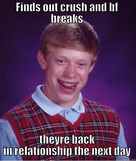 FINDS OUT CRUSH AND BF BREAKS THEYRE BACK IN RELATIONSHIP THE NEXT DAY Bad Luck Brian